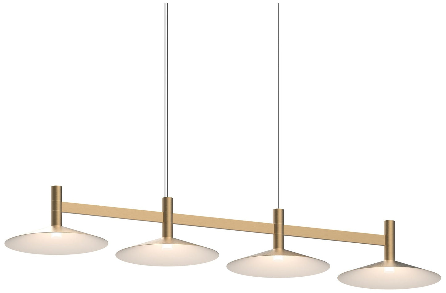 Systema Staccato 4-Light Linear Pendant with Shallow Cone Shades - Brass
