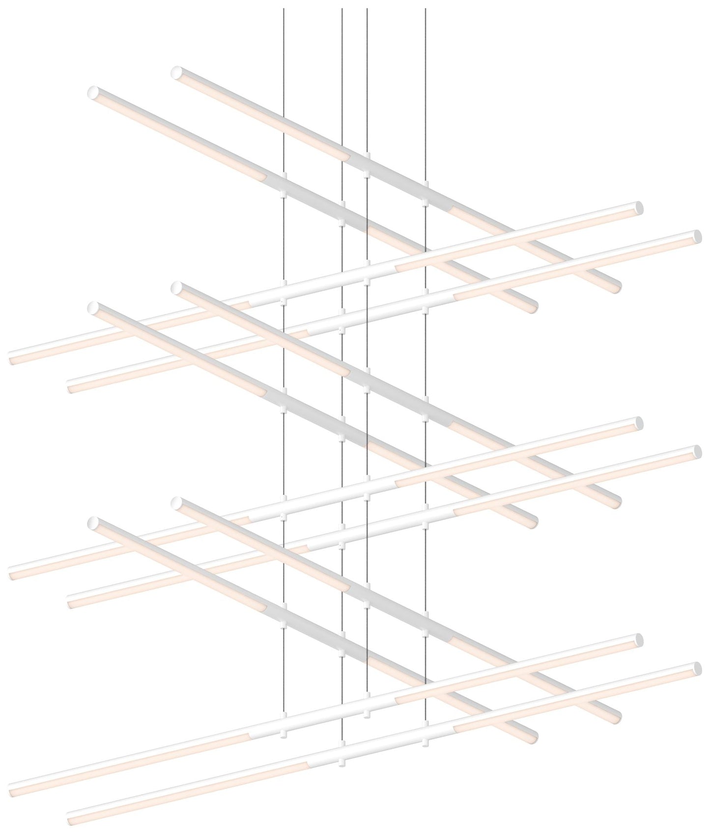 Tik.Tak Stack 47.5" Wide Satin White 6.Tier LED Pendant
