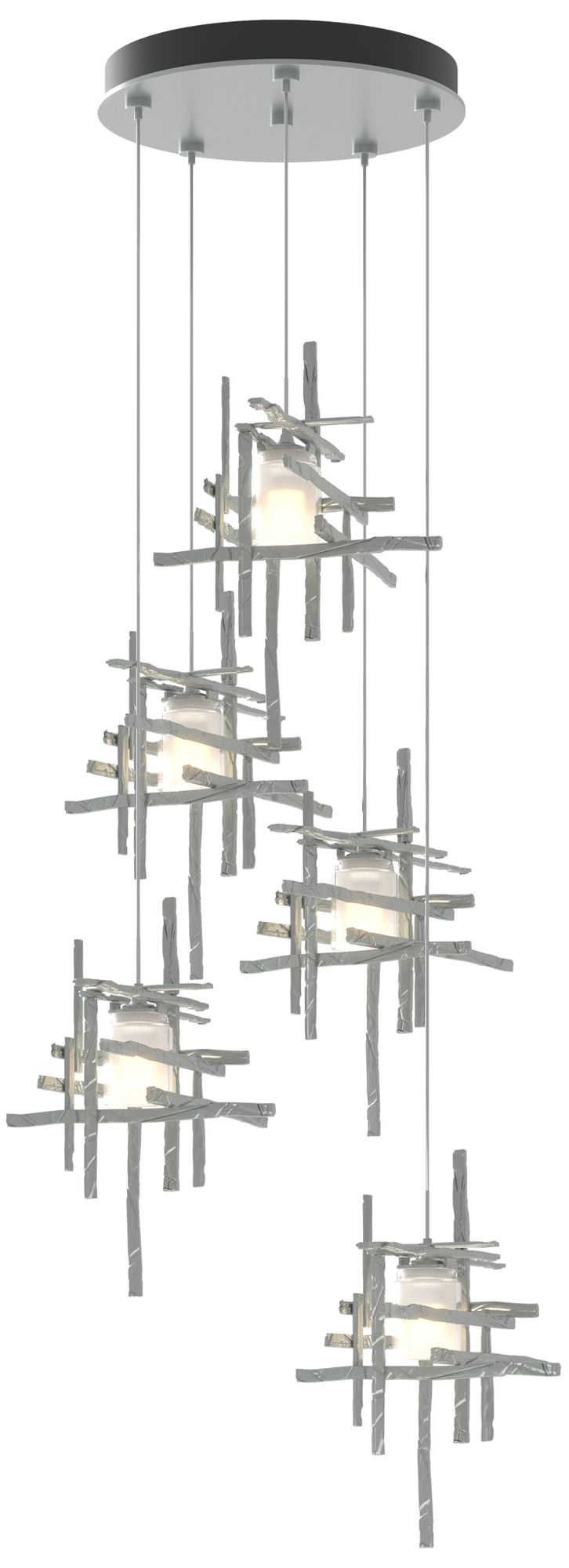 Tura 27.3" Wide 5-Light Vintage Platinum Standard Pendant w/ Frosted S