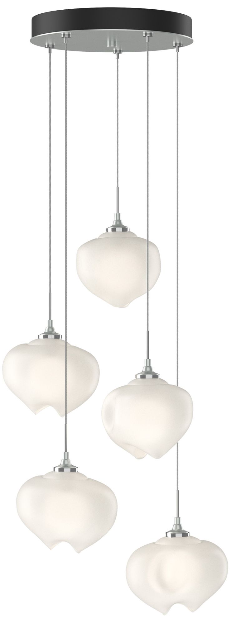 Ume 16.6" Wide 5-Light Vintage Platinum Pendant With Frosted Glass Shade