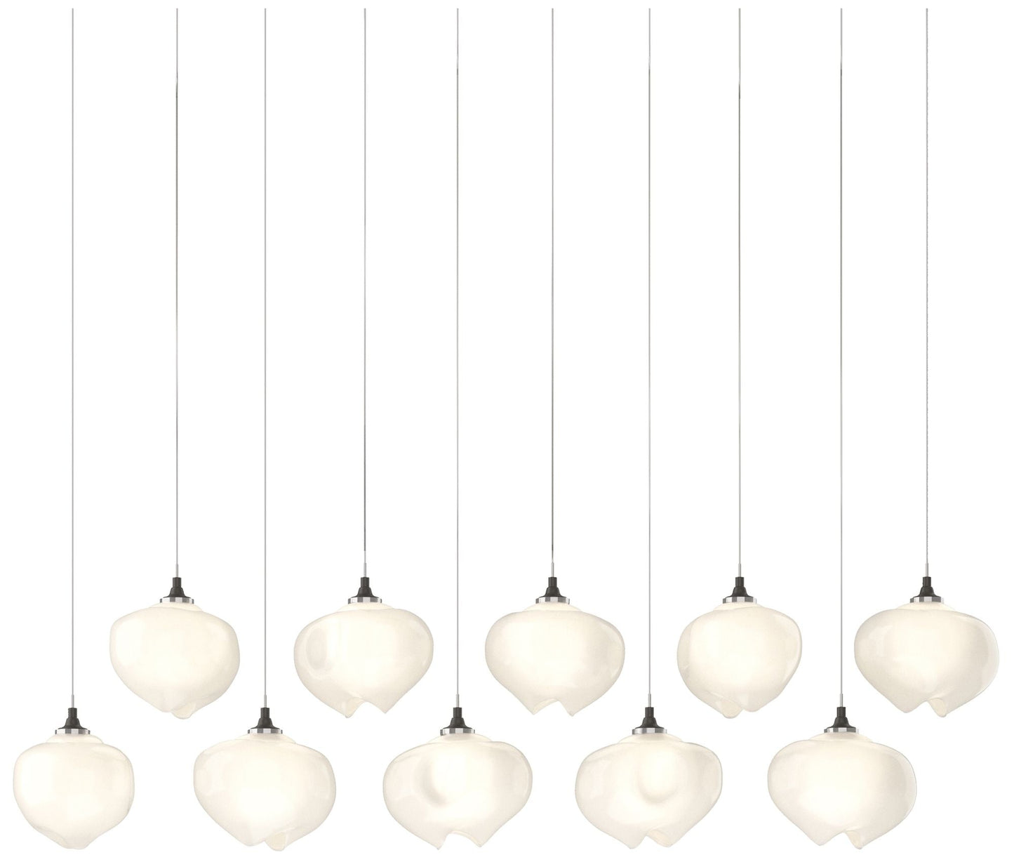 Ume 44.7"W 10-Light Rectangular Dark Smoke Long Pendant w/ Frosted Sha