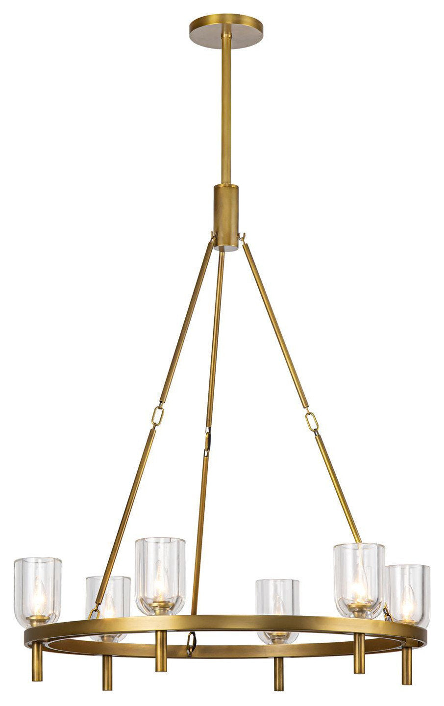Lucian 32" Chandelier, 6 x 60W, E12, Vintage Brass/Clear CrystalBy Kuzco Lighting LLC