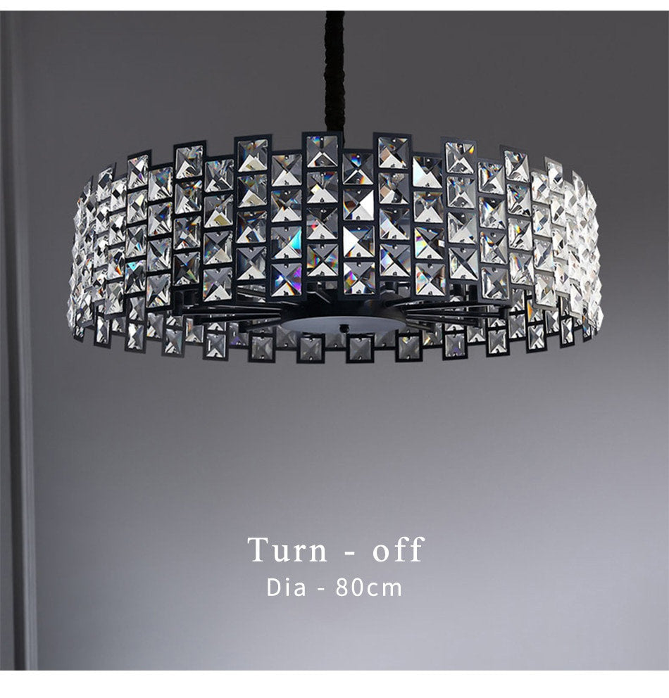 Black crystal lamp for modern living room, bedroom, kitchen., 31.5''By Miron Demid LLC