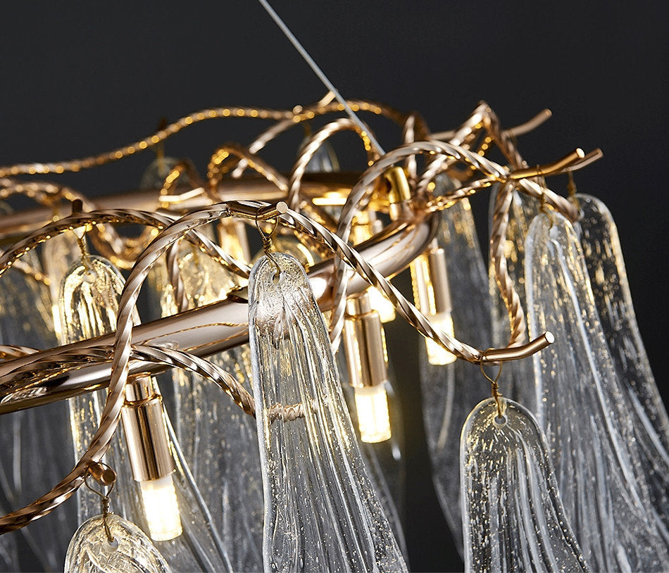 Alpette | Drum Gold Modern Crystal Glass Chandelier For Living room, Dia31.5"By Miron Demid LLC