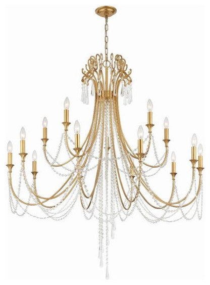 Crystorama arc-1919-sa-cl-mwp-xb-5912-BN Arcadia  15-Light 2-Tier ChandelierBy Crystorama Lighting