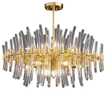 Zuccarello | Abstract Design Gold Glass Hanging Chandelier, 39.4'', 1 StyleBy Miron Demid LLC