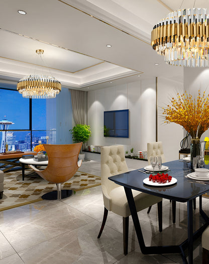 Innichen | Luxury Crystal LED Chandelier of Stainless Steel for Living Room, Dia31.4xh13.7", Warm LightBy Miron Demid LLC