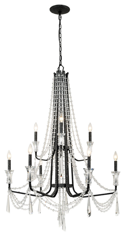 Barcelona 9-Lt 2-Tier Crystal Chandelier - OnyxBy Varaluz