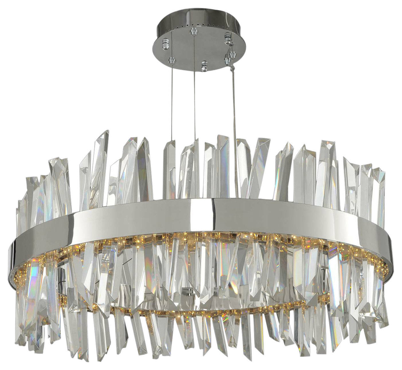 Glacier 25 Inch LED Round Pendant in ChromeBy Allegri Crystal by Kalco Lighting