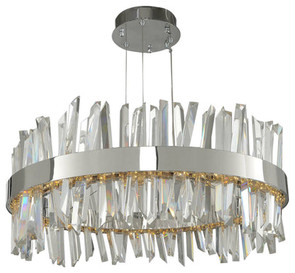 Glacier 25 Inch LED Round Pendant in ChromeBy Allegri Crystal by Kalco Lighting