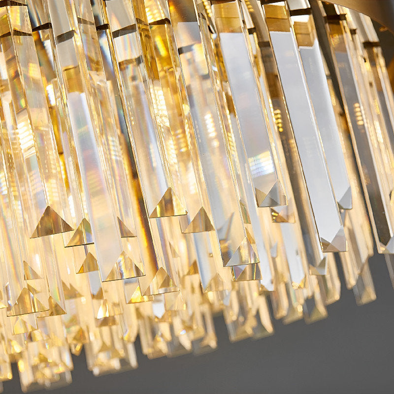 Albissola Marina | Drum Gold Stainless Steel Crystal Chandelier, 39.4"By Miron Demid LLC
