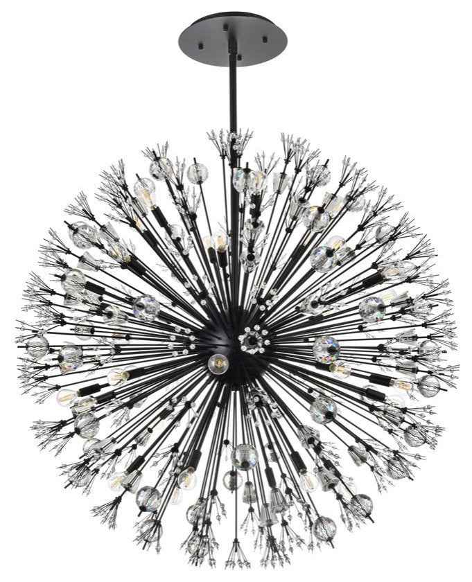 Elegant Lighting 2500D44BK Vera 44 inch crystal starburst round pendant in blackBy Elegant Furniture & Lighting