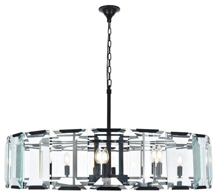 1211 Monaco Collection Pendant Lamp, Flat Black Matte, 43''x12'', 10-BulbBy Elegant Furniture & Lighting