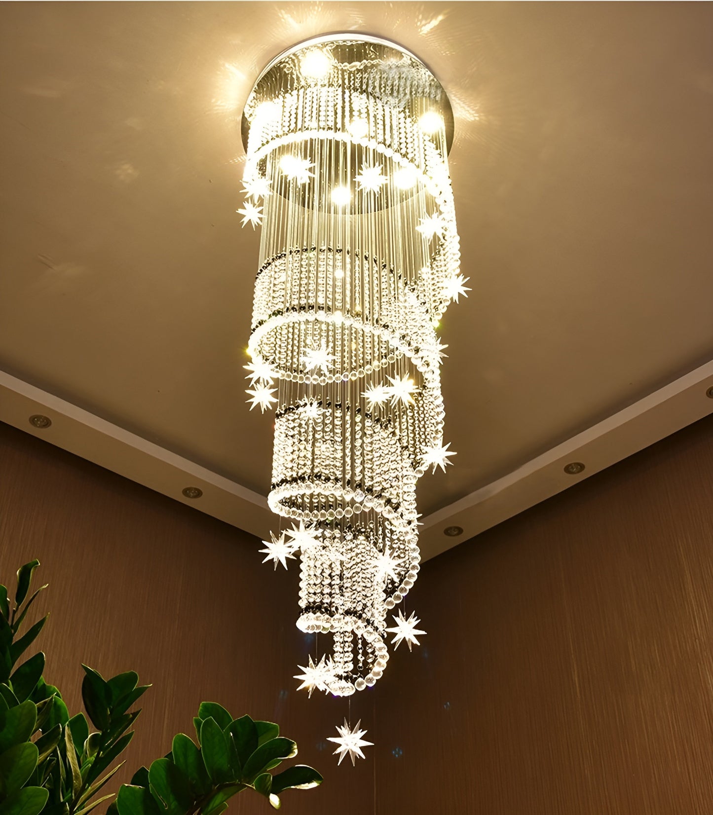 Revest-les-Roches | Meteor Star Crystal Spiral Ceiling Chandelier, 31.5"By Miron Demid LLC