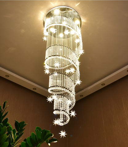 Revest-les-Roches | Meteor Star Crystal Spiral Ceiling Chandelier, 31.5"By Miron Demid LLC