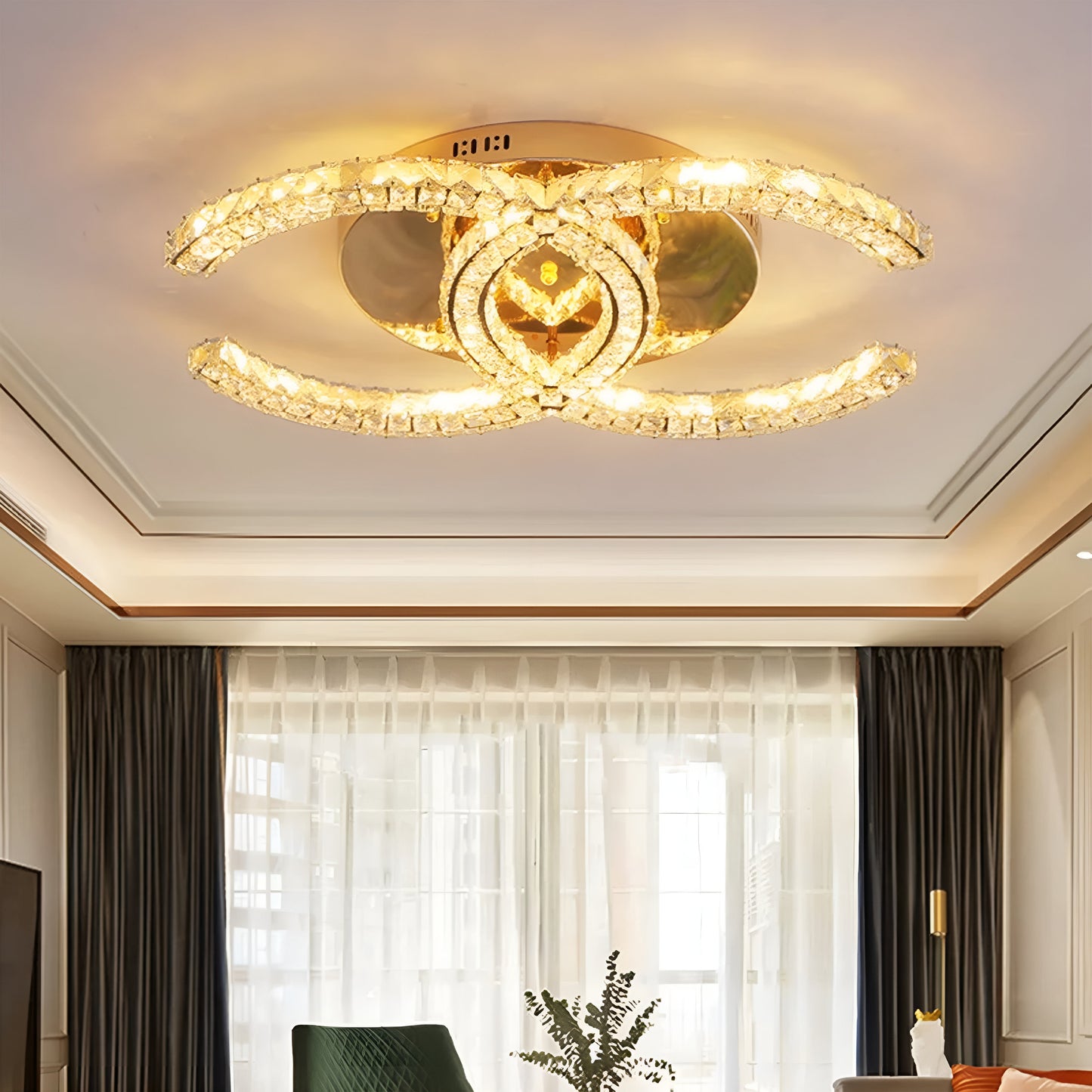 Aicurzio | Fashionable Luxury Crystal Gold Chandelier, 51.2x35.4'By Miron Demid LLC