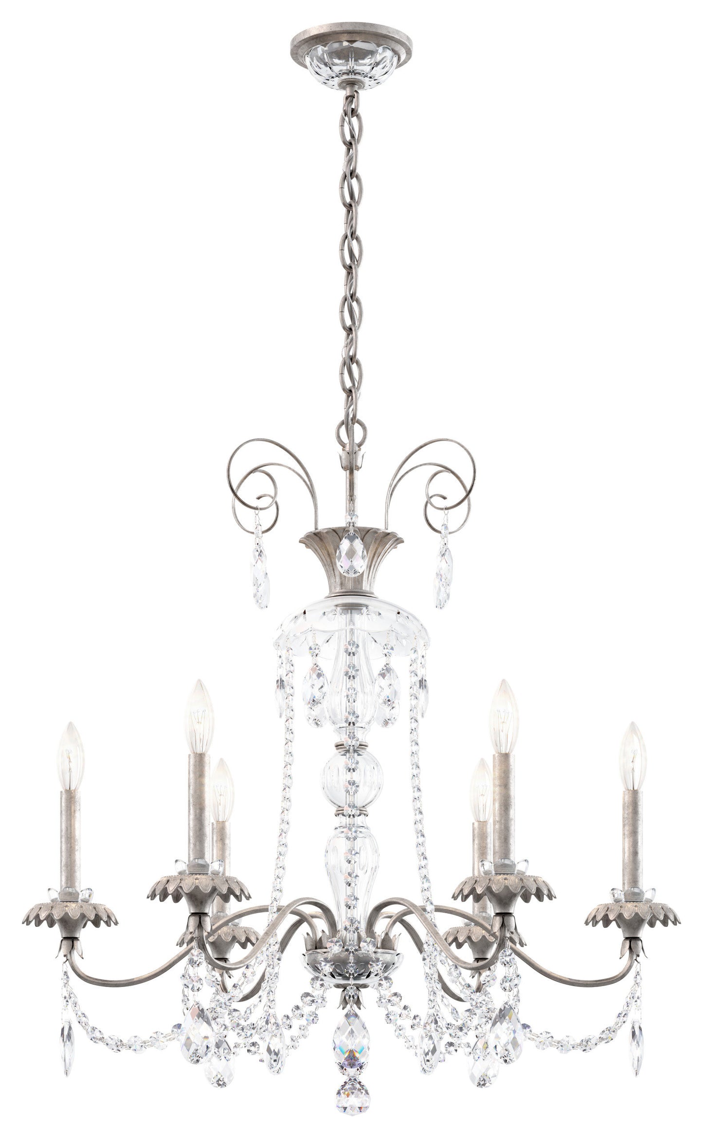 Schonbek At1006N-48H 6 Light Crystal Chandelier, Antique SilverBy Schonbek