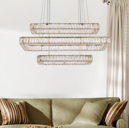 Elegant Lighting 3504G42L3 Monroe 42"W LED Crystal Linear - GoldBy Elegant Furniture & Lighting