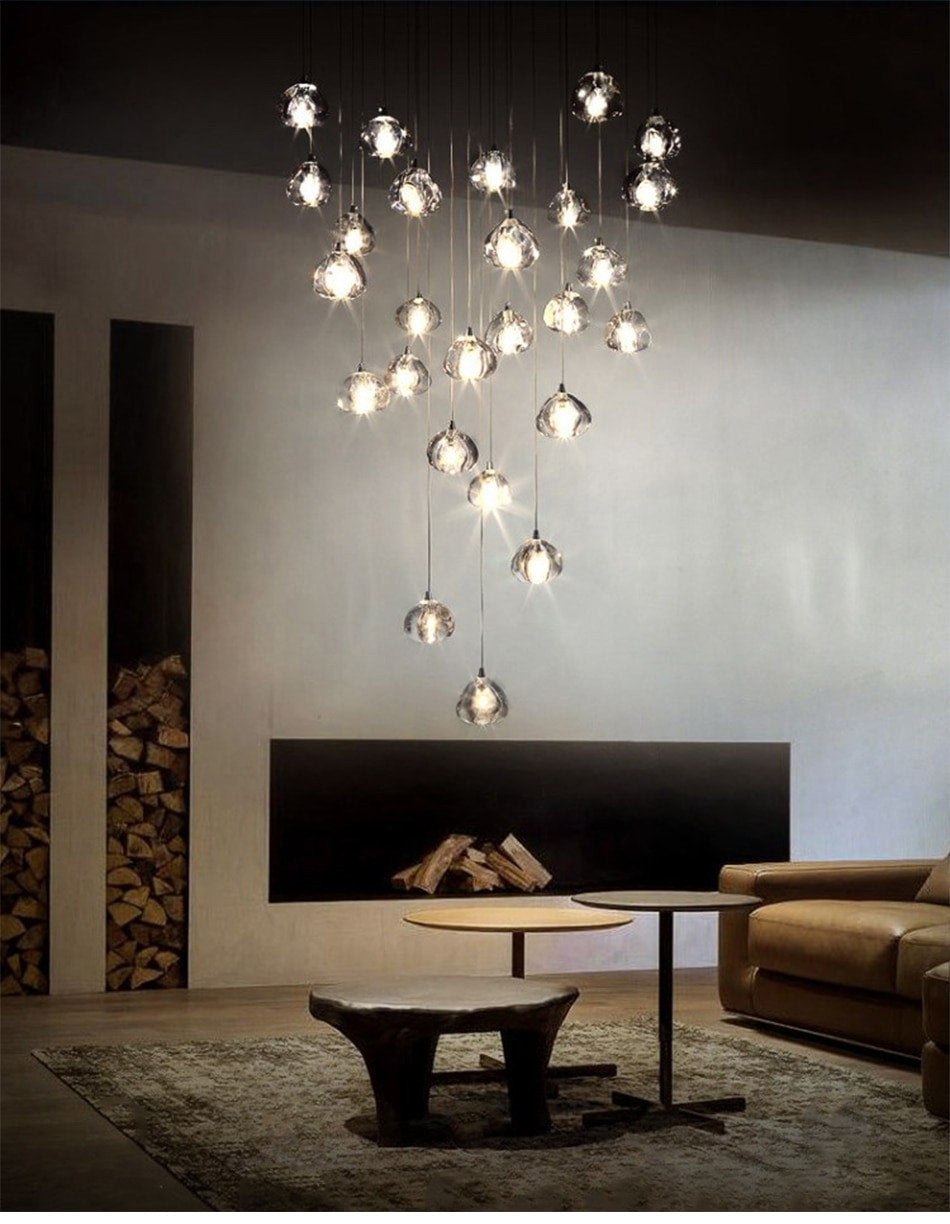 Cernobbio | Staircase Hanging Crystal Lamp, 22 Lights, Cool LightBy Miron Demid LLC