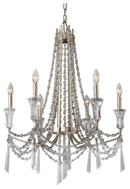 Barcelona 6-Lt Crystal Chandelier - Transcend SilverBy Varaluz