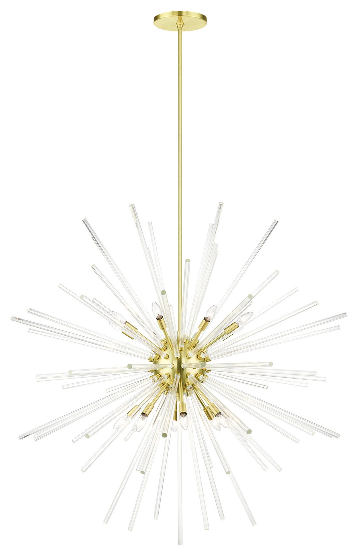 Satin Brass Sparkling, Mid Century Modern, Foyer Pendant ChandelierBy Livex Lighting Inc.