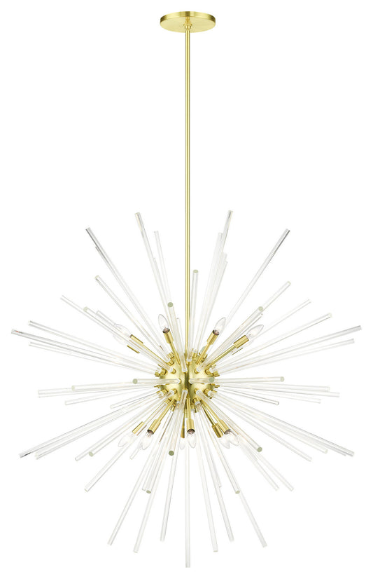Satin Brass Sparkling, Mid Century Modern, Foyer Pendant ChandelierBy Livex Lighting Inc.