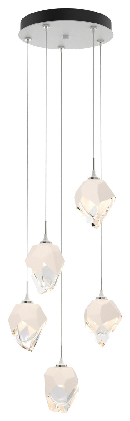 Chrysalis 5-Light Small Crystal Pendant White Finish- Long, White CrystalBy Hubbardton Forge
