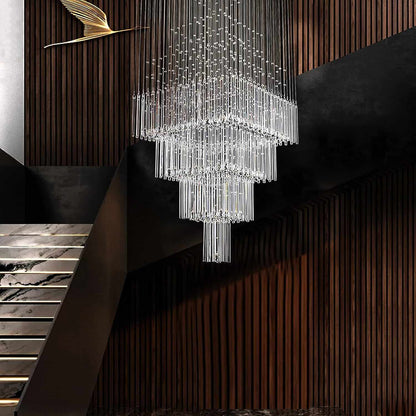 Tourrette-Levens | Modern Crystal LED Ceiling Chandelier with Square Base, 13 Lights, Warm LightBy Miron Demid LLC