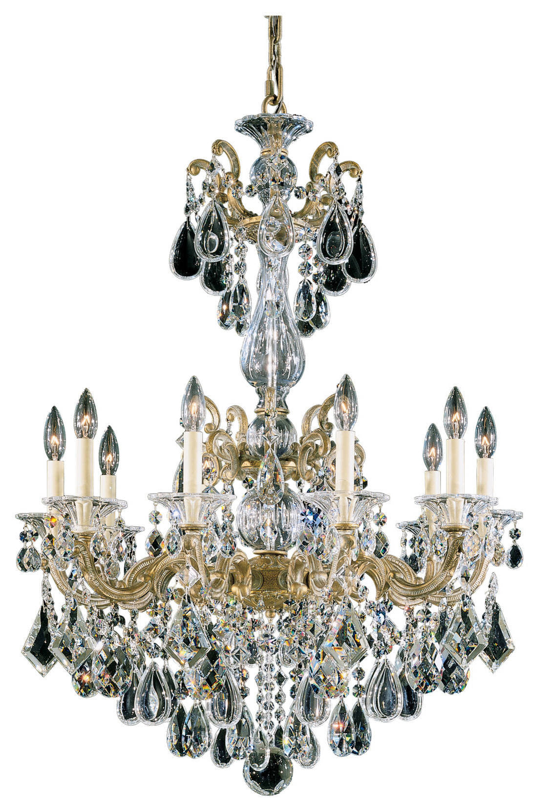 La Scala 10-Light Chandelier in Parchment Bronze With Clear Heritage CrystalBy Schonbek