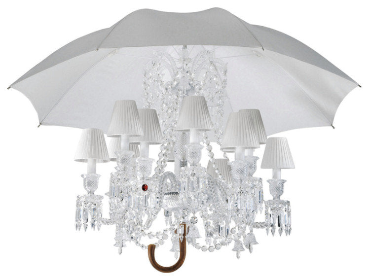 Baccarat Design Umbrella Chandelier Lighting, WhiteBy Akari Lanterns