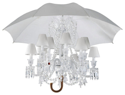 Baccarat Design Umbrella Chandelier Lighting, WhiteBy Akari Lanterns