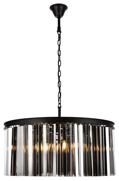 Elegant Lighting 1208D31-SS/RC Sydney 8 Light 32"W Crystal Drum - Matte BlackBy Elegant Furniture & Lighting