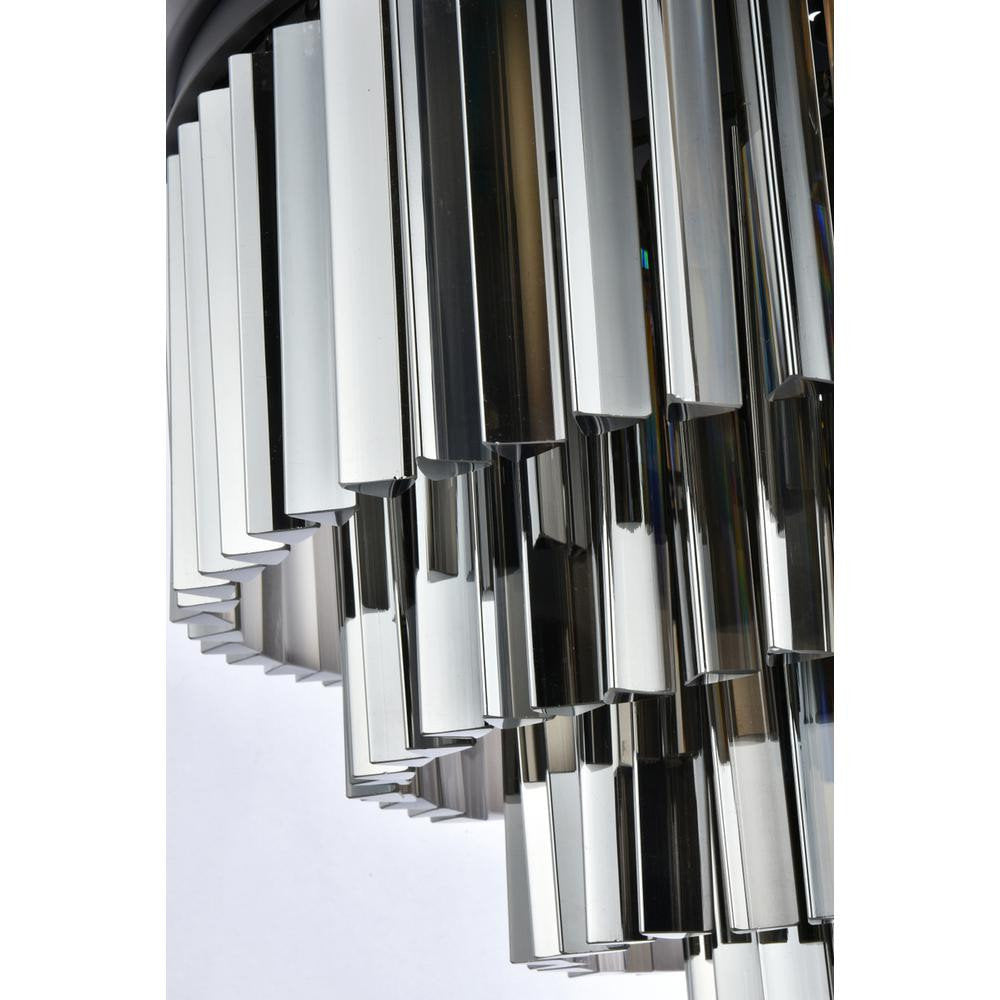 Sydney 17 Light Matte Black Flush Mount Silver Shade (Grey) Royal Cut CrystalBy Urban Classic