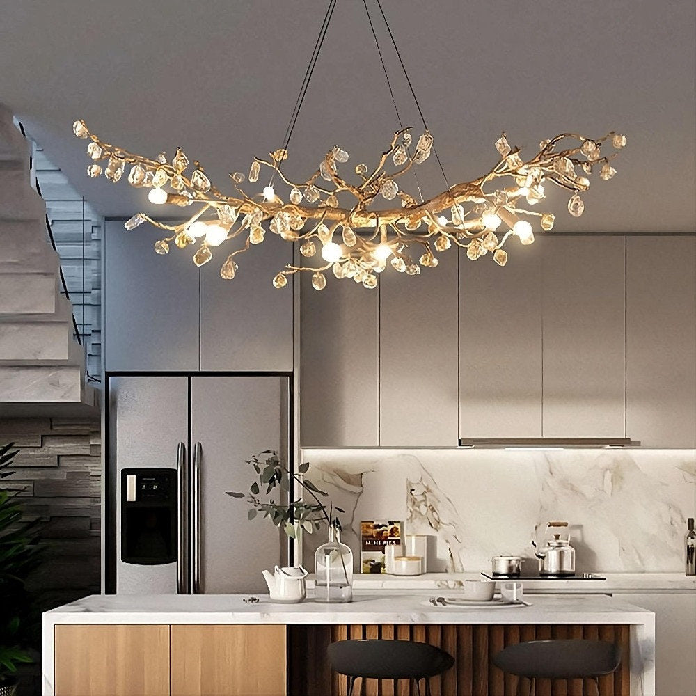 Albero Copper & Natural Crystal Stone ChandelierBy Morsale.com