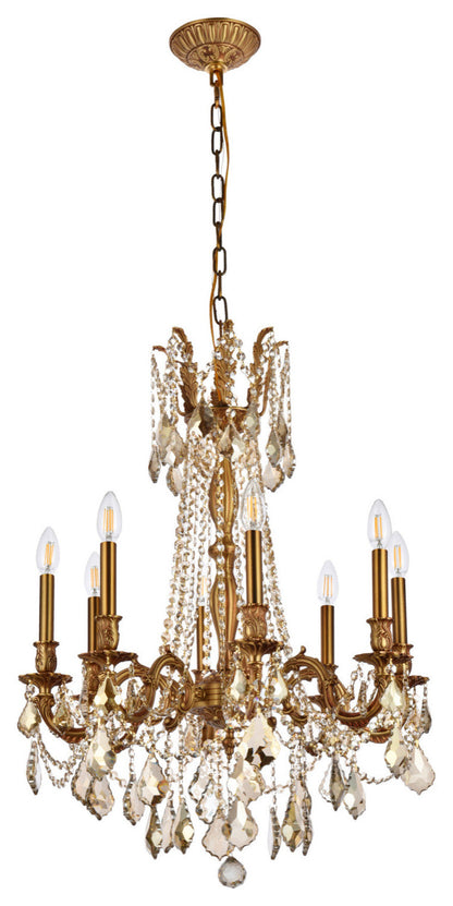 Elegant Lighting 9208D24-GT/RC Rosalia 8 Light 24"W Crystal - French GoldBy Elegant Furniture & Lighting