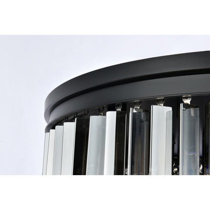 Sydney 17 Light Matte Black Flush Mount Silver Shade (Grey) Royal Cut CrystalBy Urban Classic