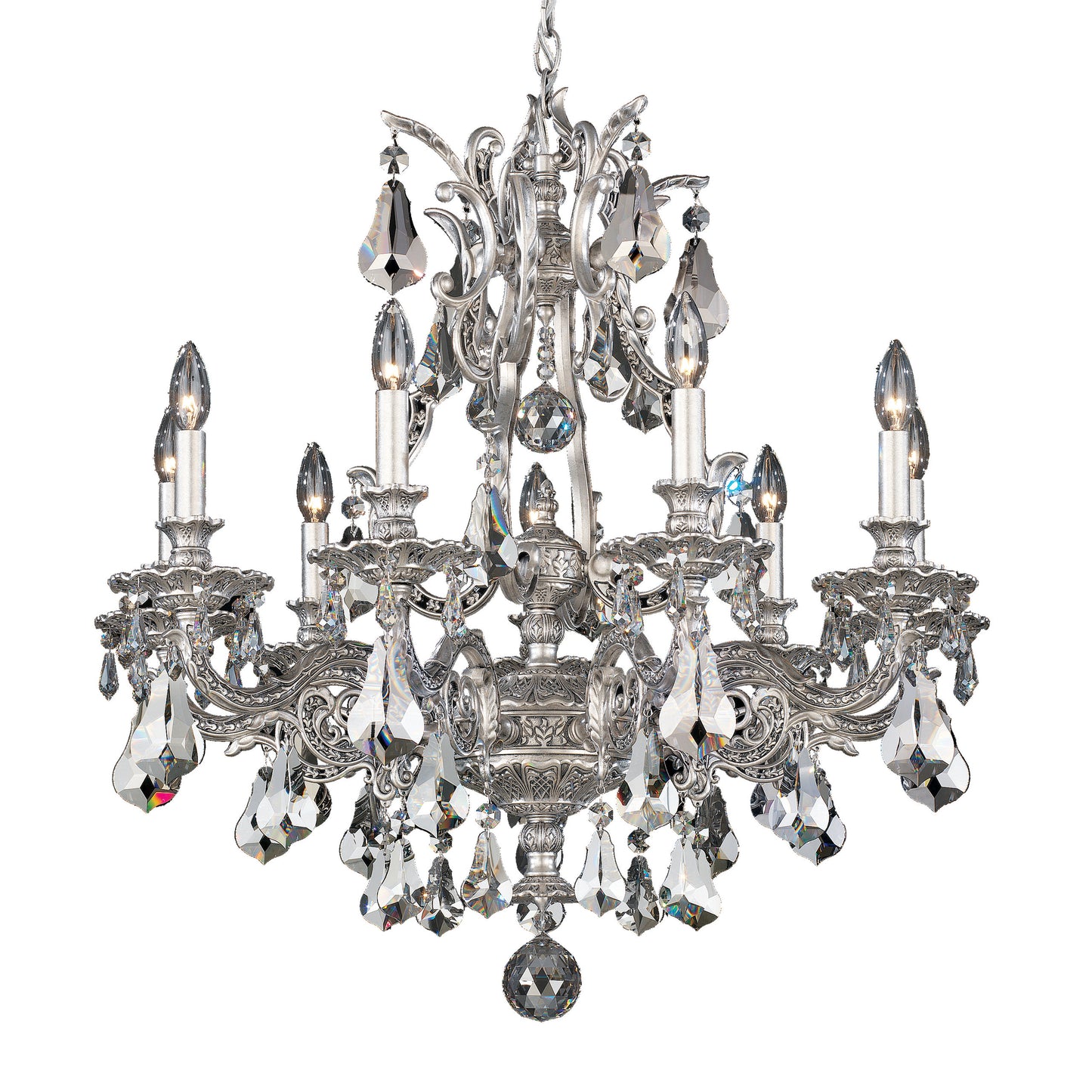 Sophia 9 Light Chandelier Roman Silver Clear Crystals From SwarovskiBy Schonbek