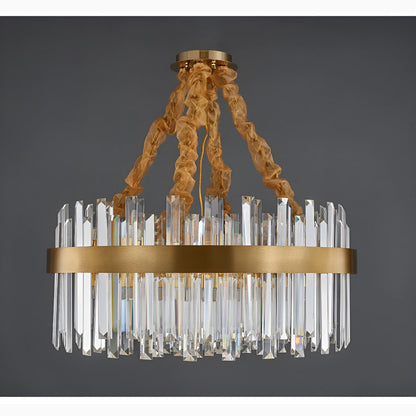 Albissola Marina | Drum Gold Stainless Steel Crystal Chandelier, 39.4"By Miron Demid LLC