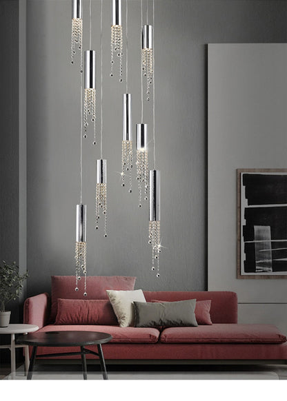 Monterosso | Hanging Crystal Light Fixture, Chrome, 12 Lights, Cool Light 6000kBy Miron Demid LLC