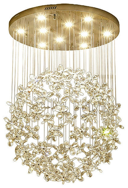 Spherical Ceiling Chandelier with Butterfly Crystals, D31.5xh78.7"By Miron Demid LLC