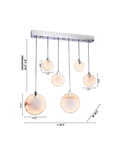 Modern Spanish Marble Linear Chandelier, ChromeBy Design Living