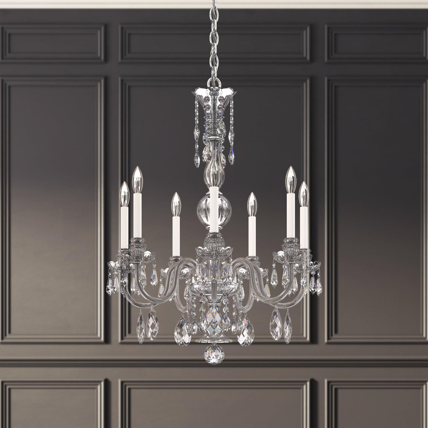 Schonbek Ha5806N-40H 7 Light Crystal Chandelier, SilverBy Schonbek