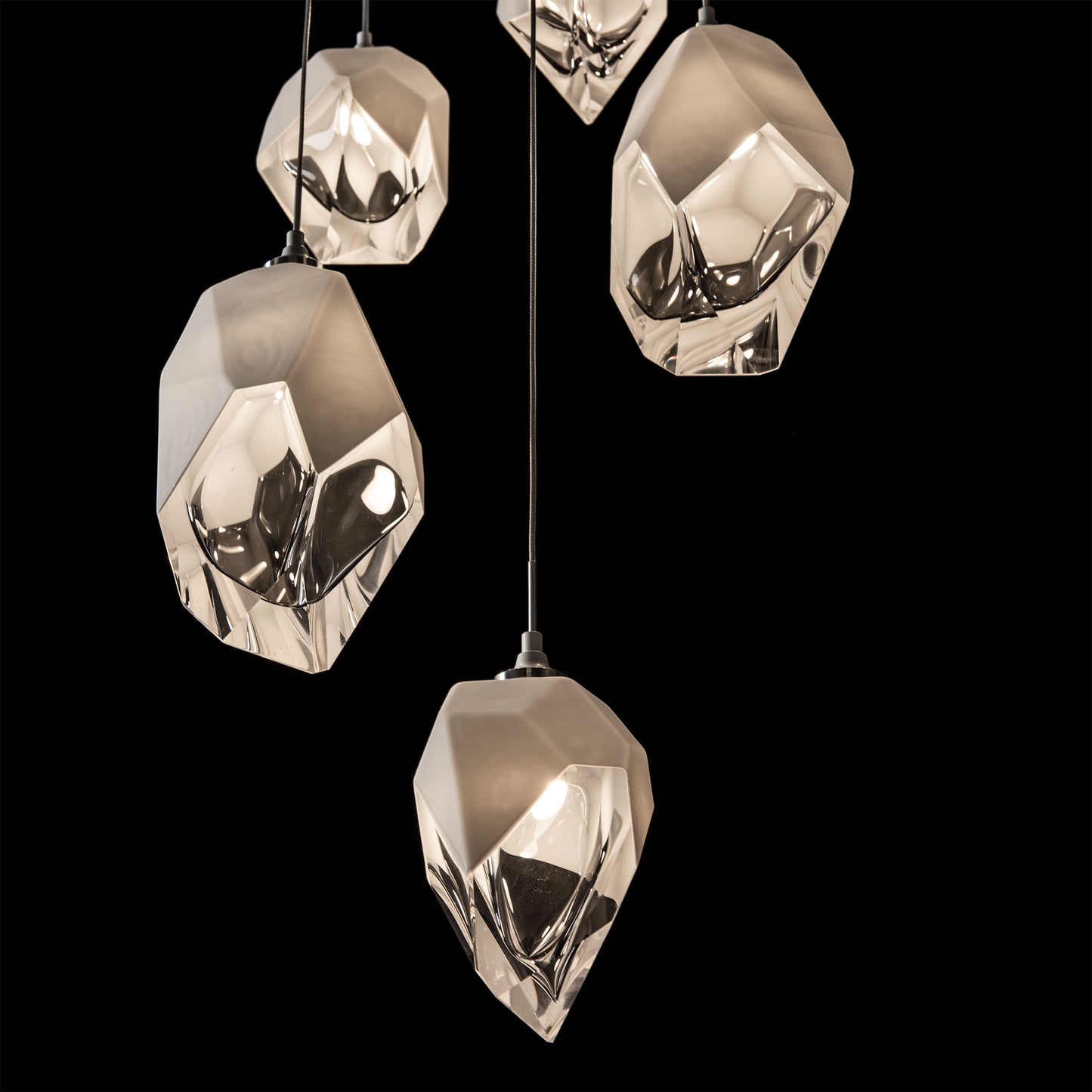 Chrysalis 5-Light Mixed Crystal Pendant White Finish- Long, White CrystalBy Hubbardton Forge