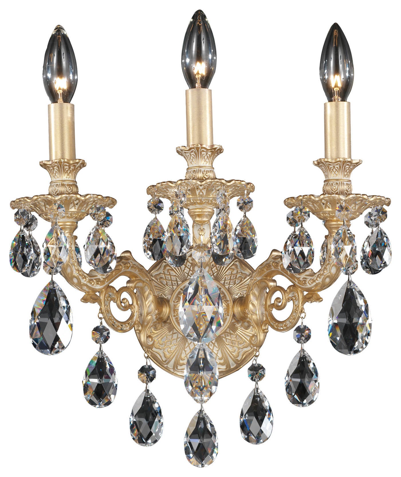 Milano 3-Light Wall Sconce in Parchment Gold With Swarovski Clear CrystalsBy Schonbek