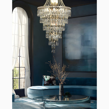 La Croix-sur-Roudoule | Duplex Spiral Crystal Stairway Chandelier, Dia31.5"By Miron Demid LLC