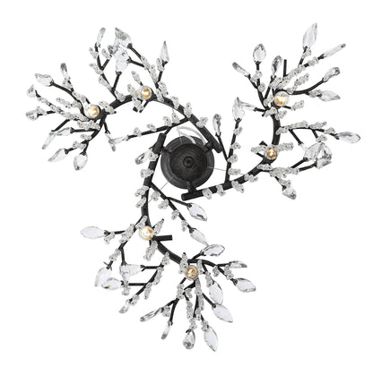 Golden Lighting 9903-6 Autumn Twilight 6 Light 31"W Crystal - Black IronBy Golden Lighting