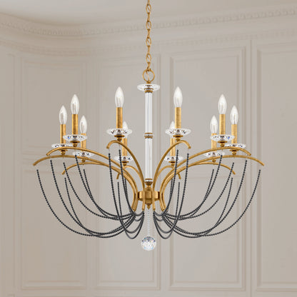 Priscilla 36x28" 10 Light Chandelier, Heirloom Gold, In Dark Gray PearlBy Schonbek