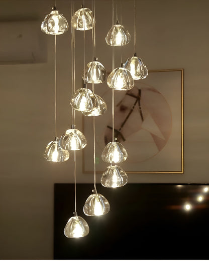 Cernobbio | Staircase Hanging Crystal Lamp, 22 Lights, Cool LightBy Miron Demid LLC