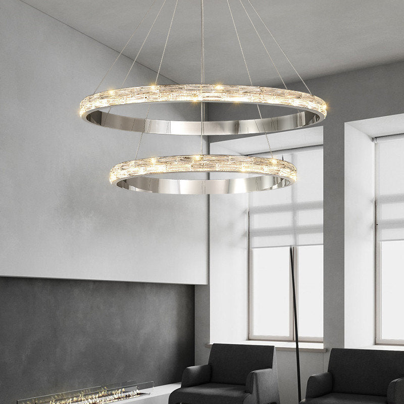 Stella | Postmodern Stainless Steel Pendant Light, Dia31.5+23.6", 2 RingsBy Miron Demid LLC