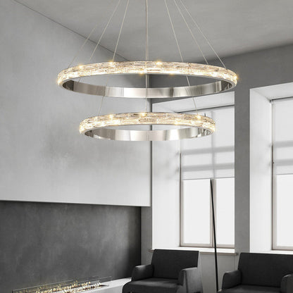Stella | Postmodern Stainless Steel Pendant Light, Dia31.5+23.6", 2 RingsBy Miron Demid LLC